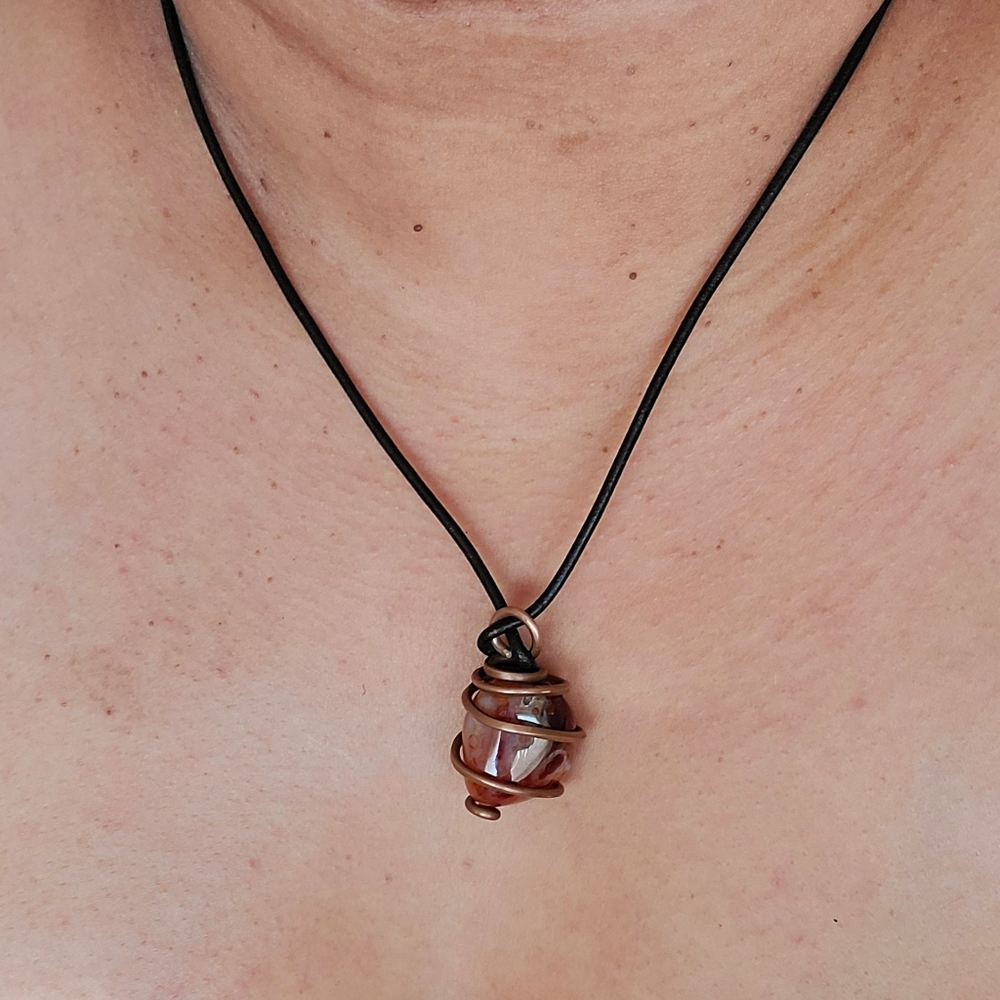 NWOT Handmade Pendant of carnelian nugget wrapped in copper
